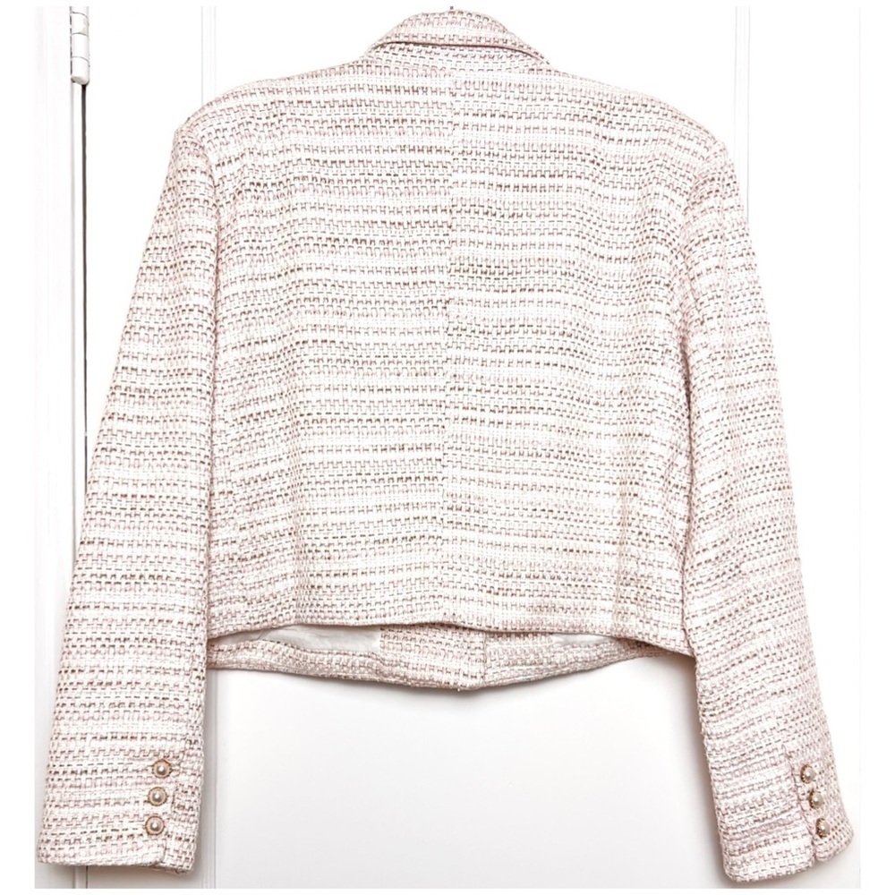 NWT REVOLVE X SONG OF STYLE Pastel Tweed Pearl Button Structured Crop Blazer XXL - Picture 5 of 9